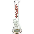 AFM Glass 10" Rasta Mini Beaker Bong with Lip Stick Red Logo, 14mm Female Joint, Front View