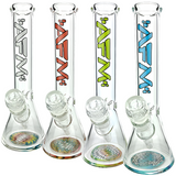 AFM Glass Rasta Mini Beaker Bongs in Clear Glass with Colored Accents, Side View