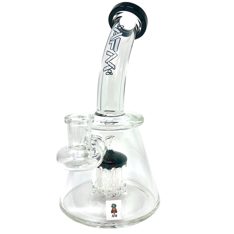 AFM 7" Pyramid Mini Dab Rig with Bent Neck and 14mm Female Joint, Front View on White Background