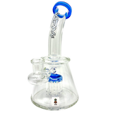 7" AFM Pyramid Glass Mini Dab Rig with Bent Neck and Blue Accents - Front View