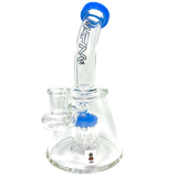 AFM 7" Pyramid Mini Dab Rig with Bent Neck and Colored Accents, Front View on White Background