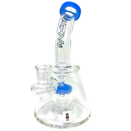 AFM 7" Pyramid Mini Dab Rig with Bent Neck and Colored Accents, Front View on White Background
