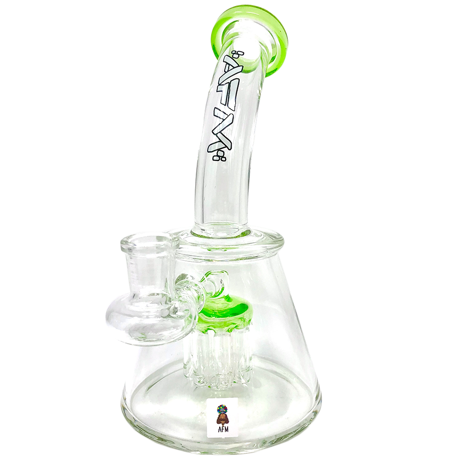 AFM 7" Pyramid Mini Dab Rig with Bent Neck and Colored Accents, Front View