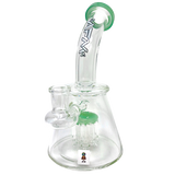 AFM 7" Pyramid Glass Mini Dab Rig with Bent Neck and Colored Accents - Front View