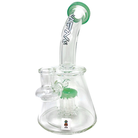 AFM 7" Pyramid Glass Mini Dab Rig with Bent Neck and Colored Accents - Front View