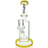 8" AFM Glass Mini Dab Rig with Showerhead Perc, Bent Neck & Yellow Accents - Front View