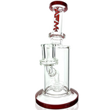 8" AFM Glass Mini Dab Rig with Bent Neck and Showerhead Perc, Front View on White Background