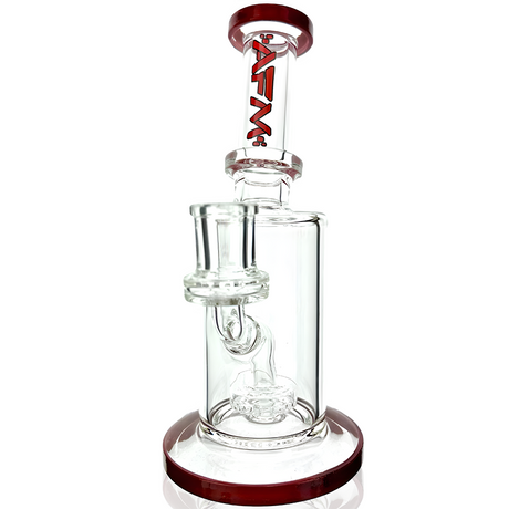 8" AFM Glass Mini Dab Rig with Bent Neck and Showerhead Perc, Front View on White Background