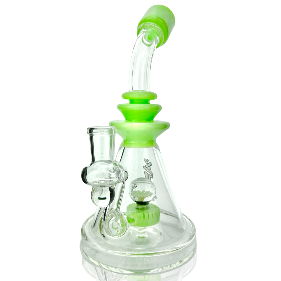 9" AFM Opal Stone Color Glass Dab Rig with Bent Neck and 14mm Female Joint