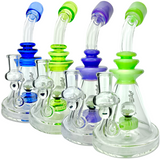 AFM Opal Stone Colored Glass Dab Rigs with Bent Neck Design, Front View