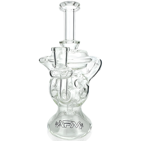 9" AFM Swiss Glass Recycler Dab Rig with Showerhead Perc, Color Accents, Front View