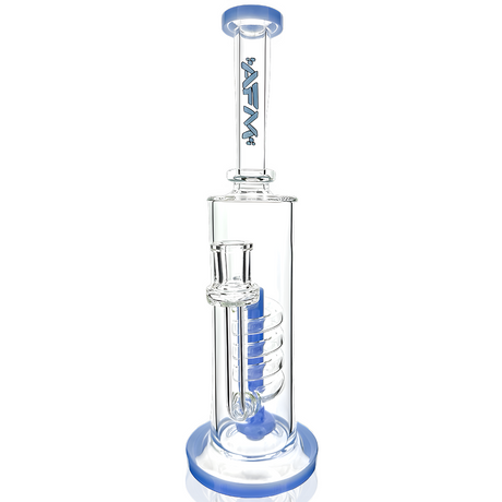 13" AFM Glass Spiral Waterfall Dab Rig with Showerhead Perc and Bent Neck, Front View