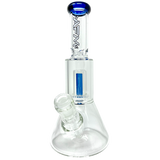 12" AFM Glass Mini Beaker Bong with UFO Chamber and Ink Blue Accents, Front View