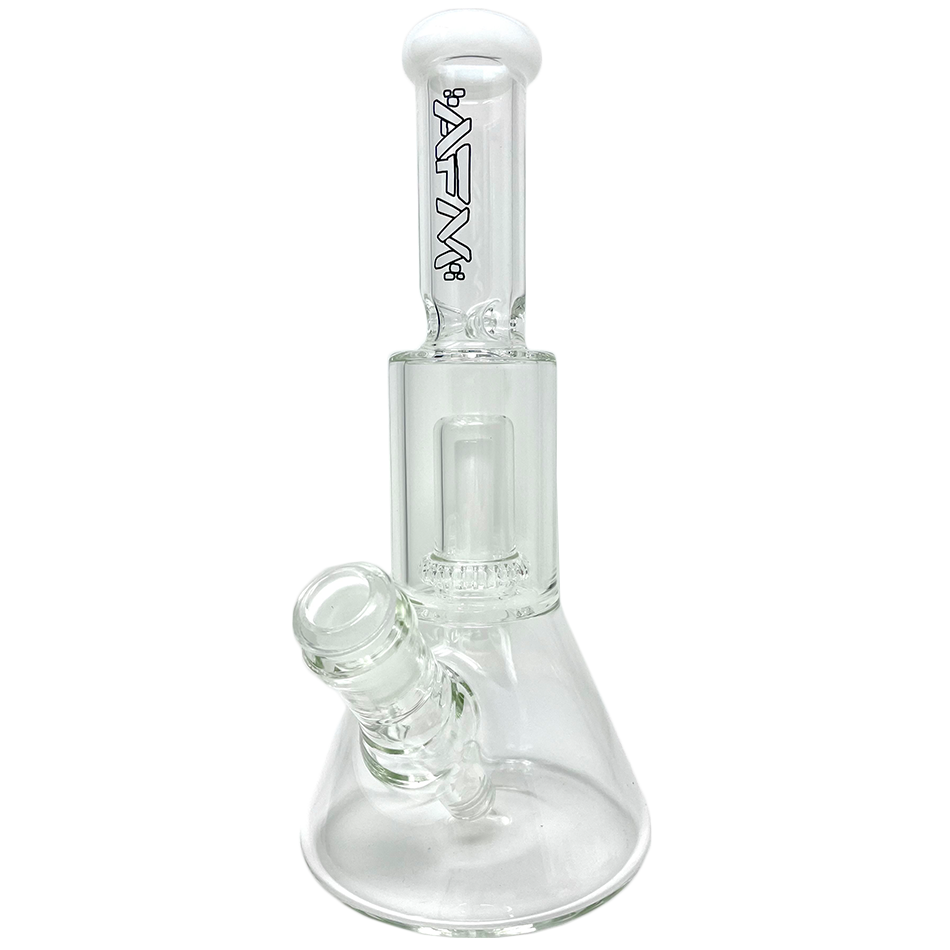 AFM Glass 12" UFO Chamber Mini Beaker Bong in Ivory, Front View on Seamless White Background