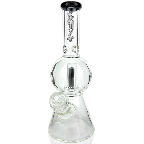 12" AFM Glass Bubble Globe Beaker Bong in Black with Borosilicate Glass, Front View