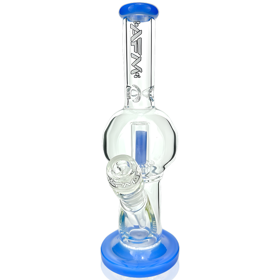 AFM 10" Bubble Glass Straight Tube Bong in Jade Blue with 14mm Female Joint - Front View