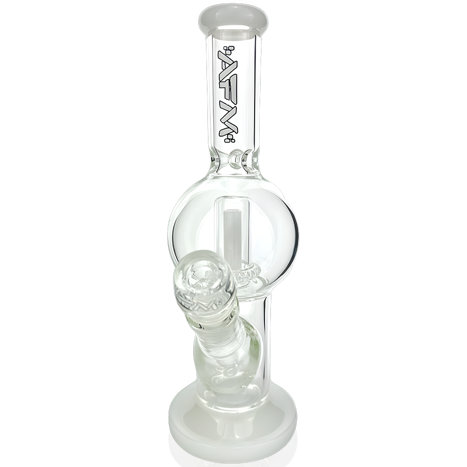 AFM 10" Bubble Glass Straight Tube Bong in Ivory with 14mm Female Joint - Front View