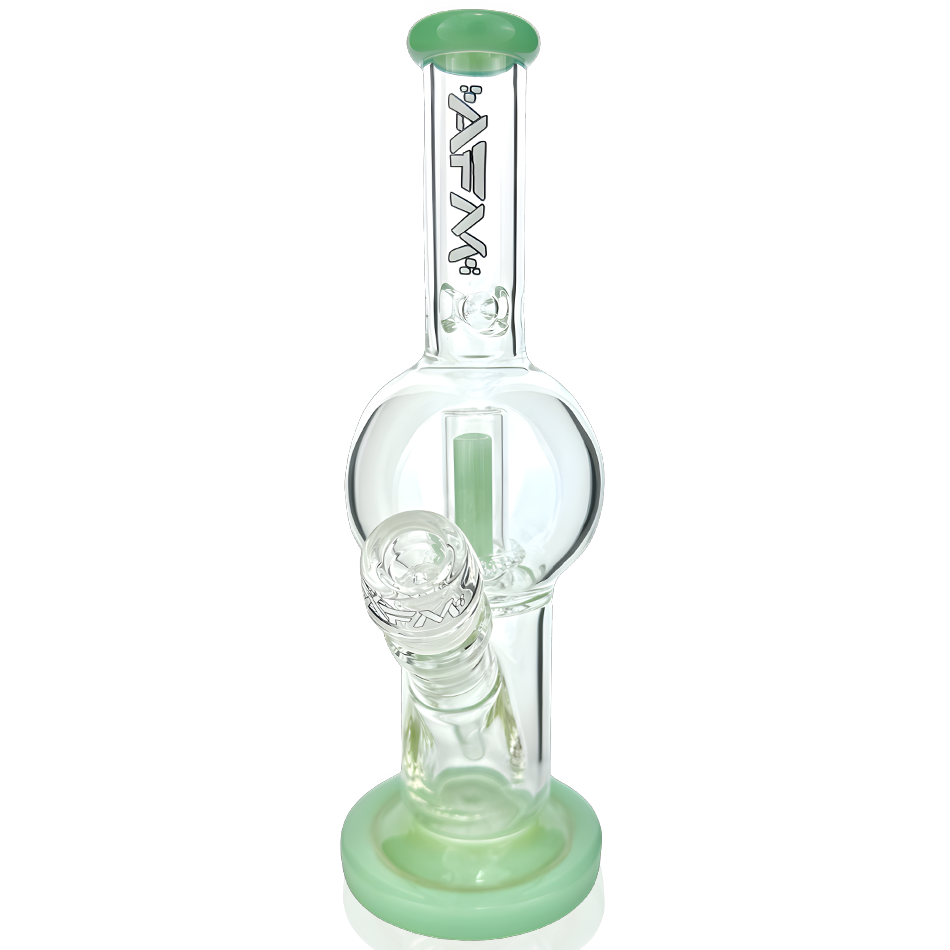 AFM 10" Bubble Glass Straight Tube Bong in Mint with 14mm Female Joint - Front View