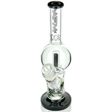 AFM 10" Bubble Glass Straight Tube Bong in Black, Front View with Clear Glass Bowl