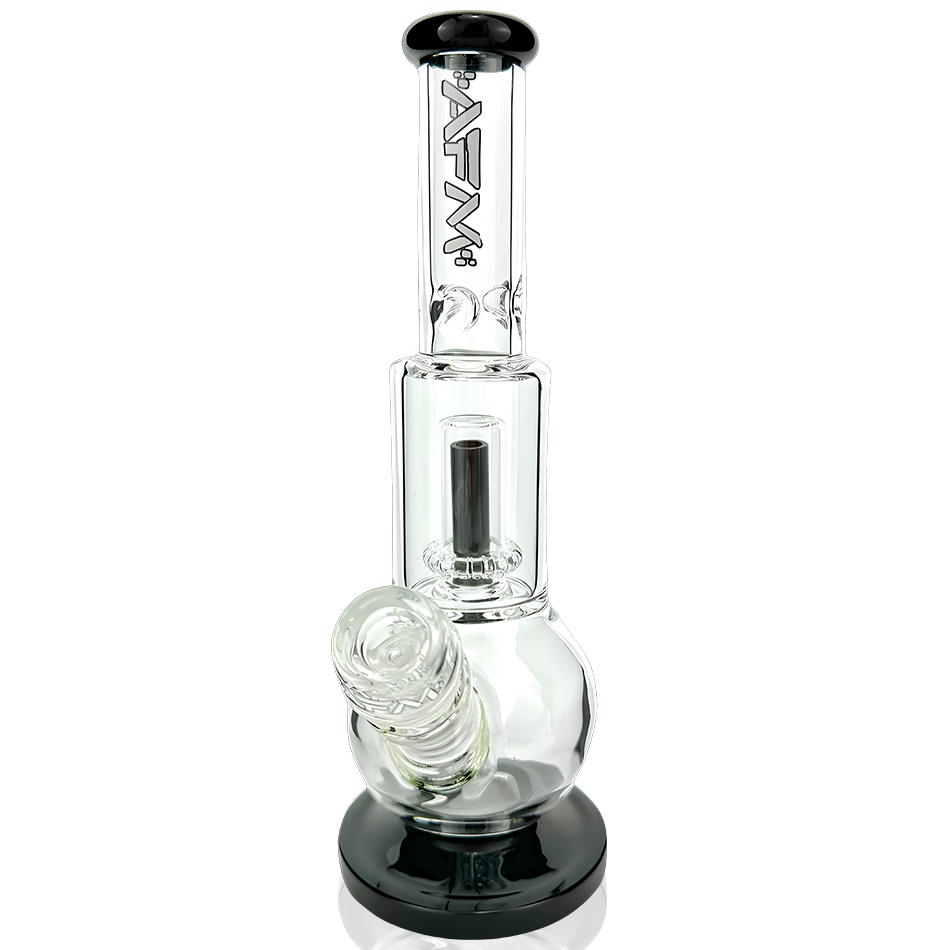 10" AFM Bubble Bottom Beaker Bong in Clear with Black Accents - Front View