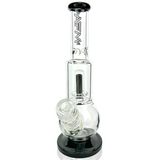 10" AFM Bubble Bottom Beaker Bong in Clear with Black Accents - Front View