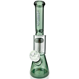 10" AFM Glass Tree Perc Mini Beaker Bong in Smokey Color with Clear Glass Accents - Front View