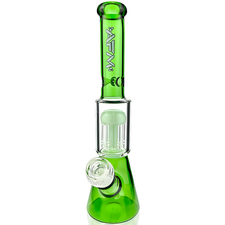 10" AFM Glass Tree Perc Mini Beaker Bong in Lime Color with Clear Accents - Front View