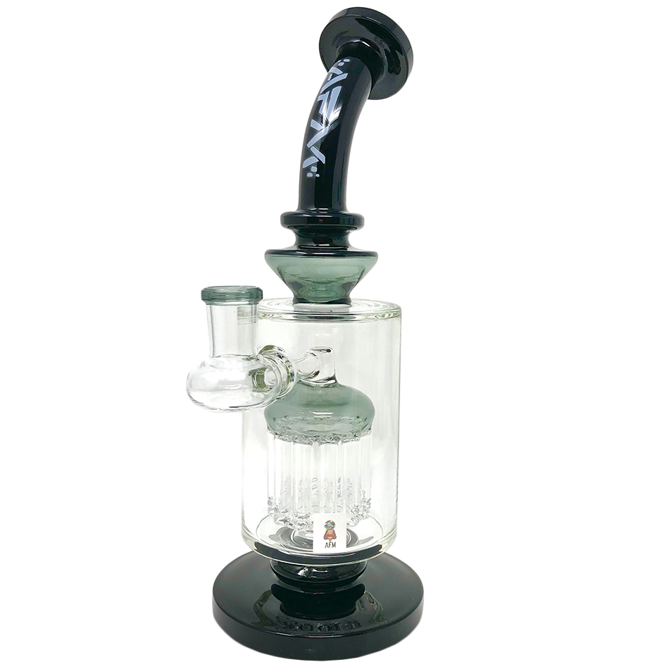 9" AFM Flex Double Color Arm Glass Dab Rig with Showerhead Perc and Bent Neck