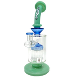 9" AFM Flex Double Color Arm Glass Dab Rig with Showerhead Perc, Front View