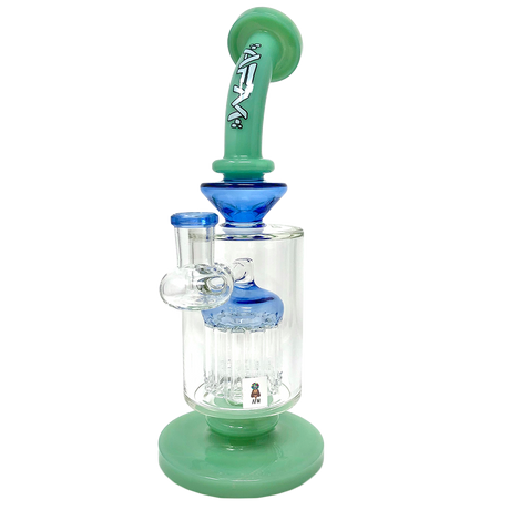 9" AFM Flex Double Color Arm Glass Dab Rig with Showerhead Perc, Front View