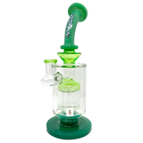 9" AFM Flex Double Color Arm Glass Dab Rig with Showerhead Perc, Front View