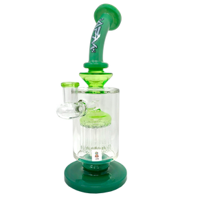 9" AFM Flex Double Color Arm Glass Dab Rig with Showerhead Perc, Front View