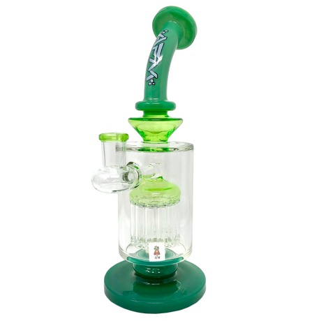 9" AFM Flex Double Color Arm Glass Dab Rig with Showerhead Perc, Front View