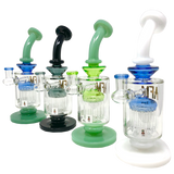 AFM Glass Dab Rigs with Double Color Arms, Bent Neck & Showerhead Perc, Front View