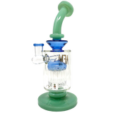 9" AFM Glass Dab Rig with Double Color Arm, Showerhead Perc, and Bent Neck - Front View