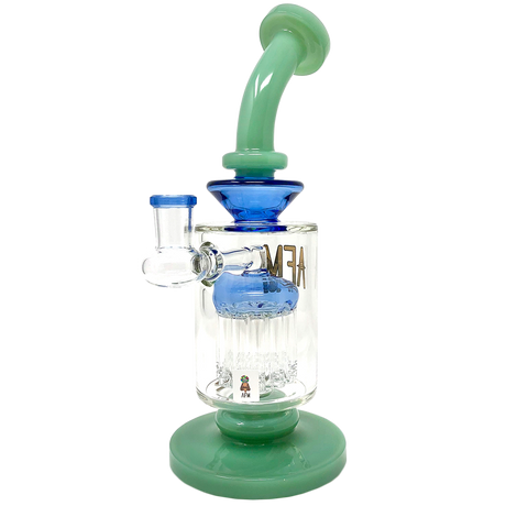 9" AFM Glass Dab Rig with Double Color Arm, Showerhead Perc, and Bent Neck - Front View