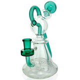 8" AFM Unicorn Glass Recycler Dab Rig with Teal Accents and 14mm Female Joint