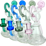 Assortment of 8" AFM Unicorn Glass Recycler Dab Rigs with Colored Accents, 14mm Female Joint