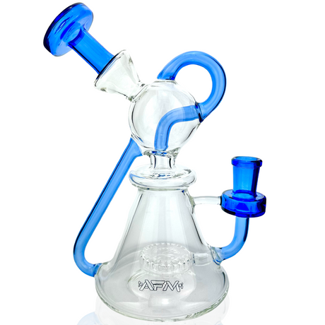 AFM 8" Unicorn Glass Recycler Dab Rig with Blue Accents and 14mm Female Joint