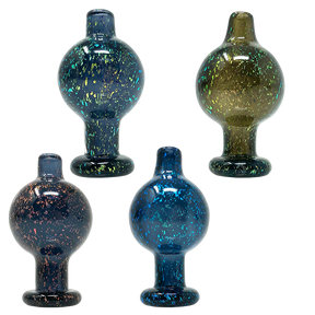AFM Galaxy Dichro Airflow Bubble Carb Caps in various colors with sparkly accents, front view
