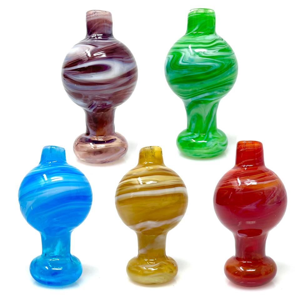 AFM Milky Bubble Carb Caps in assorted colors, made of borosilicate glass, top view