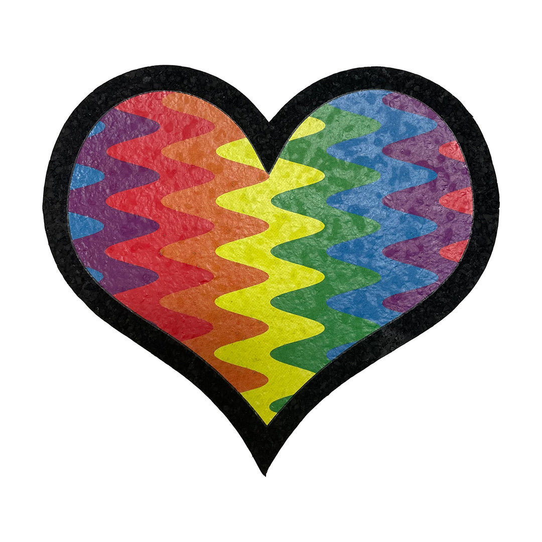 East Coasters 8 inch Natey Love Rainbow Wig Wag Heart Dab Mat, vibrant and protective