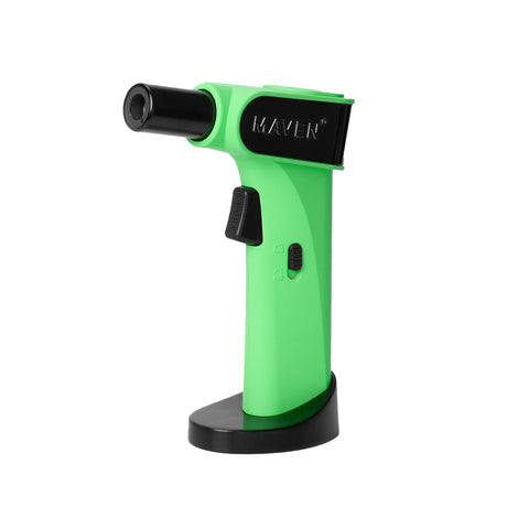 Neon Green Maven Torch Windproof Jet Flame Lighter, Butane Refillable with Safety Lock, Side View