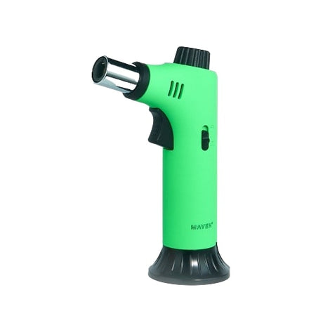 Maven Torch Pillar Neon Green 7" Dab Rig Torch with Adjustable Jet Flame, Front View