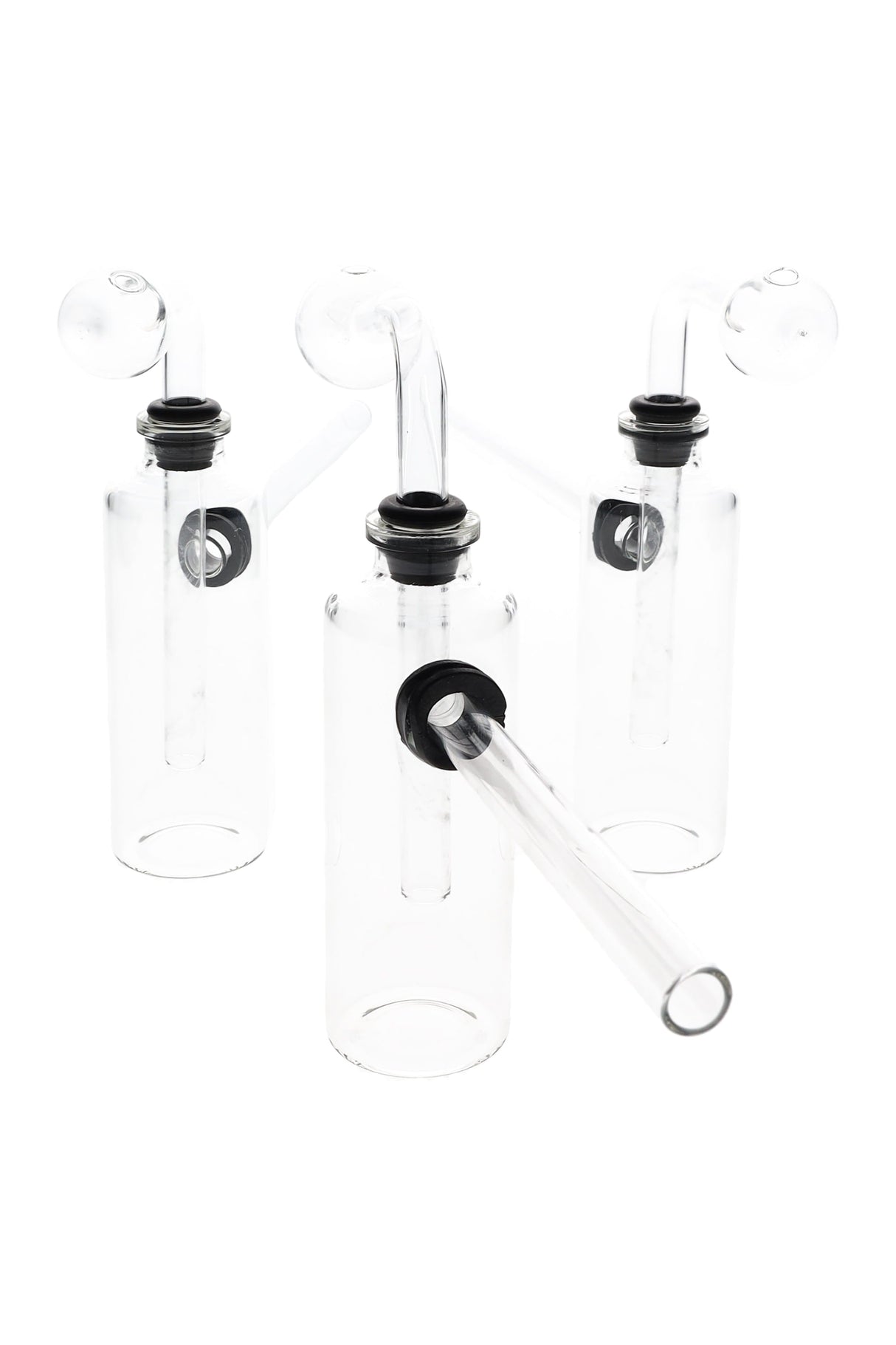 Clear Glass Bottle Oil Burner Bubbler “Lab Bottle” – 4″ – US-Made