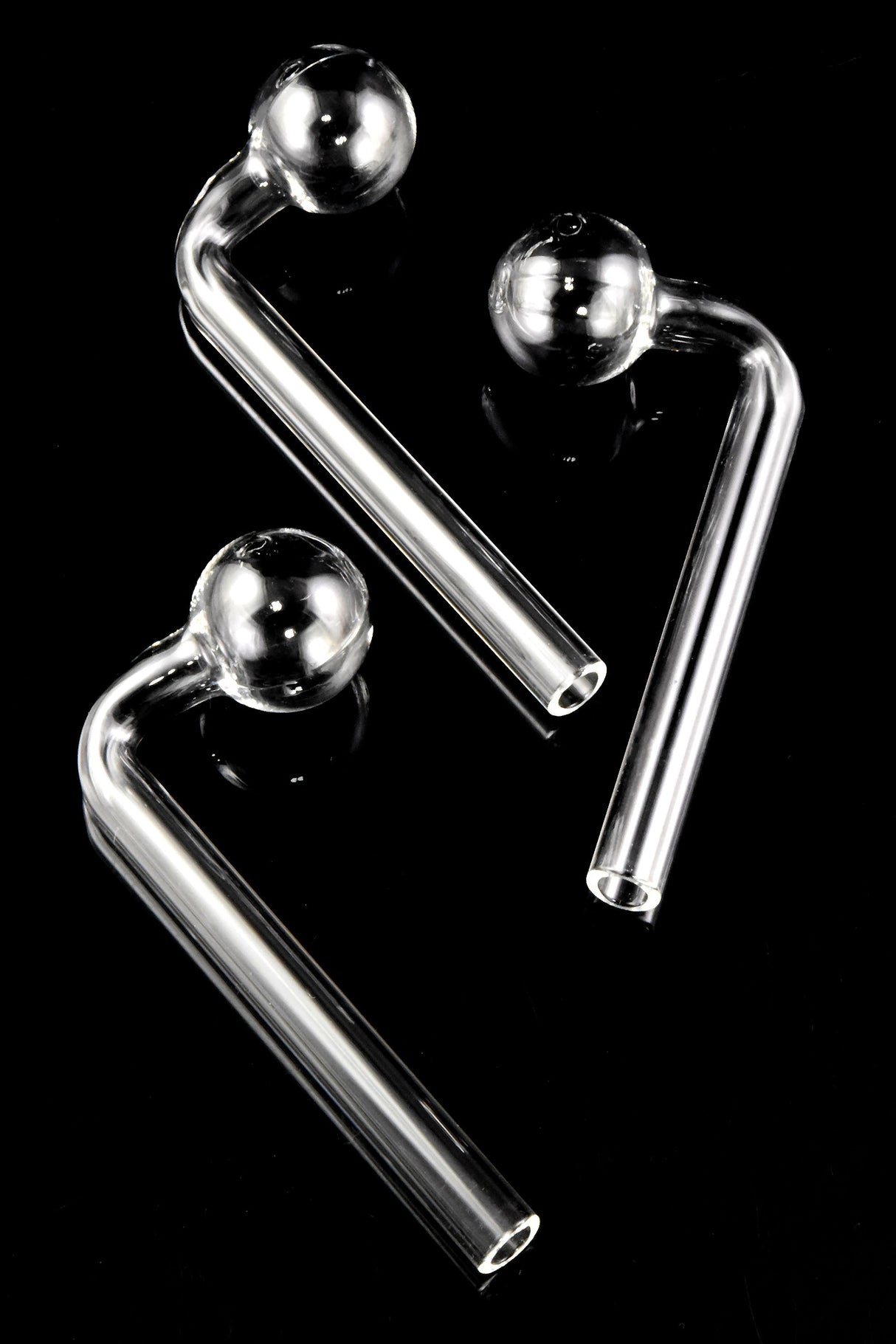 Clear Thick Glass L-Shaped Oil Burner “Right Angle” – 4½″ – US-Made