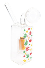 Clear Glass Rasta Leaf Decal Oil Burner Rig “Counter Breeze” – Dome Perc – 3.5″ – Assorted Colors