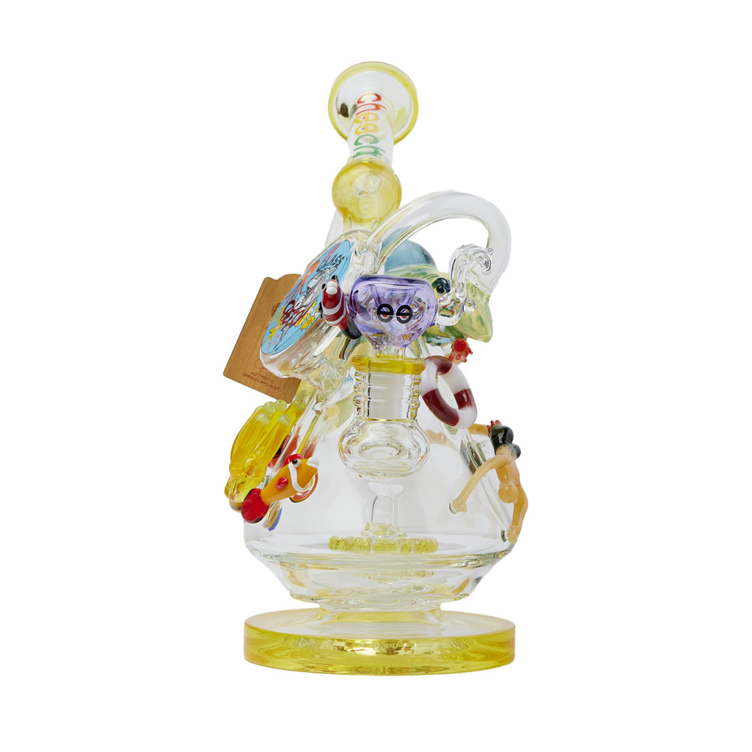 Cheech Glass 10.5" Shark Attack Rig with intricate design, front view on white background
