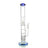 1Stop Glass 18" Straight Tube Bong with Double Matrix & Honeycomb Percs, Blue Accents