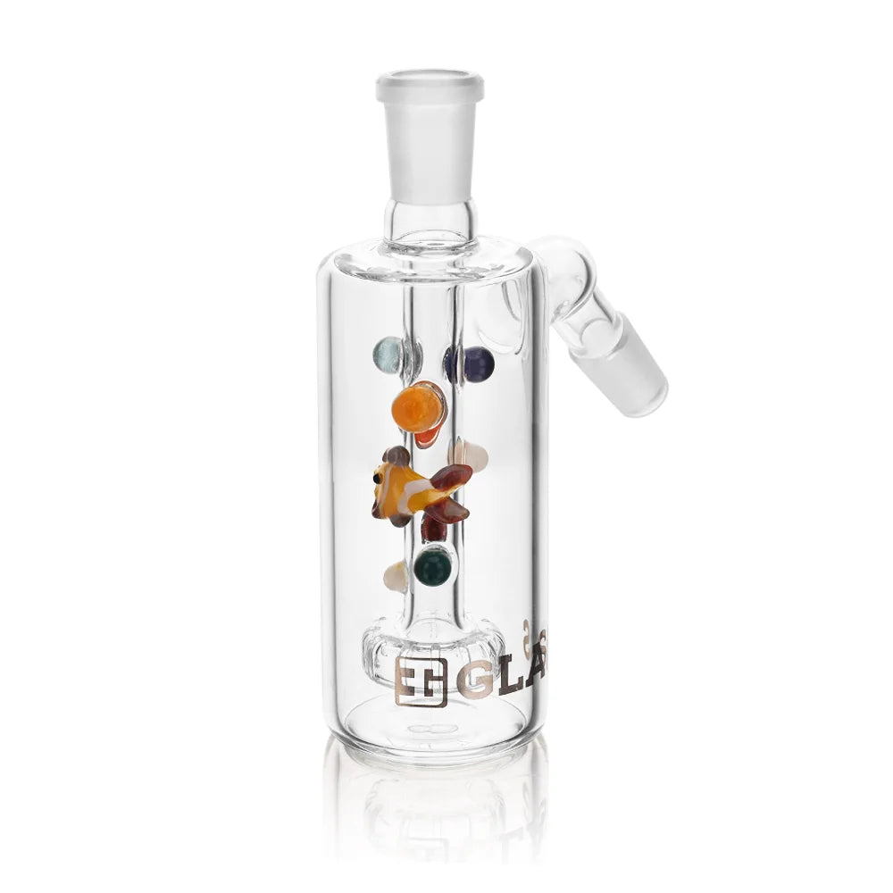 1Stop Glass 5" Ash Catcher with Underwater Sea Design, Clear Multicolor, Front View